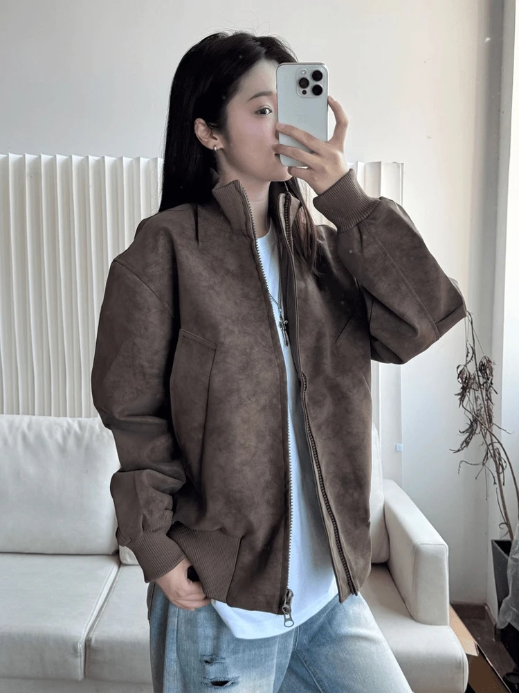 

Cleanfit American Retro ort Leather Jaet Men's Women's Autumn Design Sense Vintage Pilot Hard Man Jaet Casual Sle