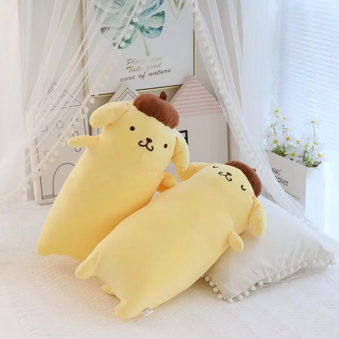 Sanrio Pom Pom Purin Schattig Knuffels Lang Gevuld Plushie Kussen Slaapbank Pop Ornament Kinderen Pluche Kawaii Kerstcadeau