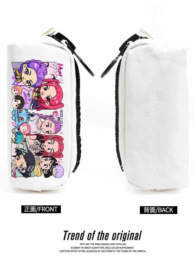 KPop Demon Hunters película Zoey Rumi Mira dos estilos blanco negro una estuche para lápices caja de papelería de gran capacidad disfraz de Cosplay individual