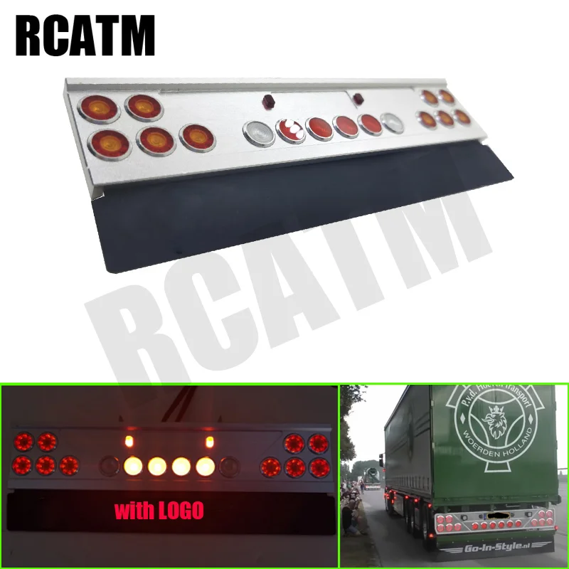 

CNC Metal LED Tail Light Group System with Mudguard LOGO for 1/14 Tamiya RC Truck Trailer SCANIA 770S Actros MAN VOLVO