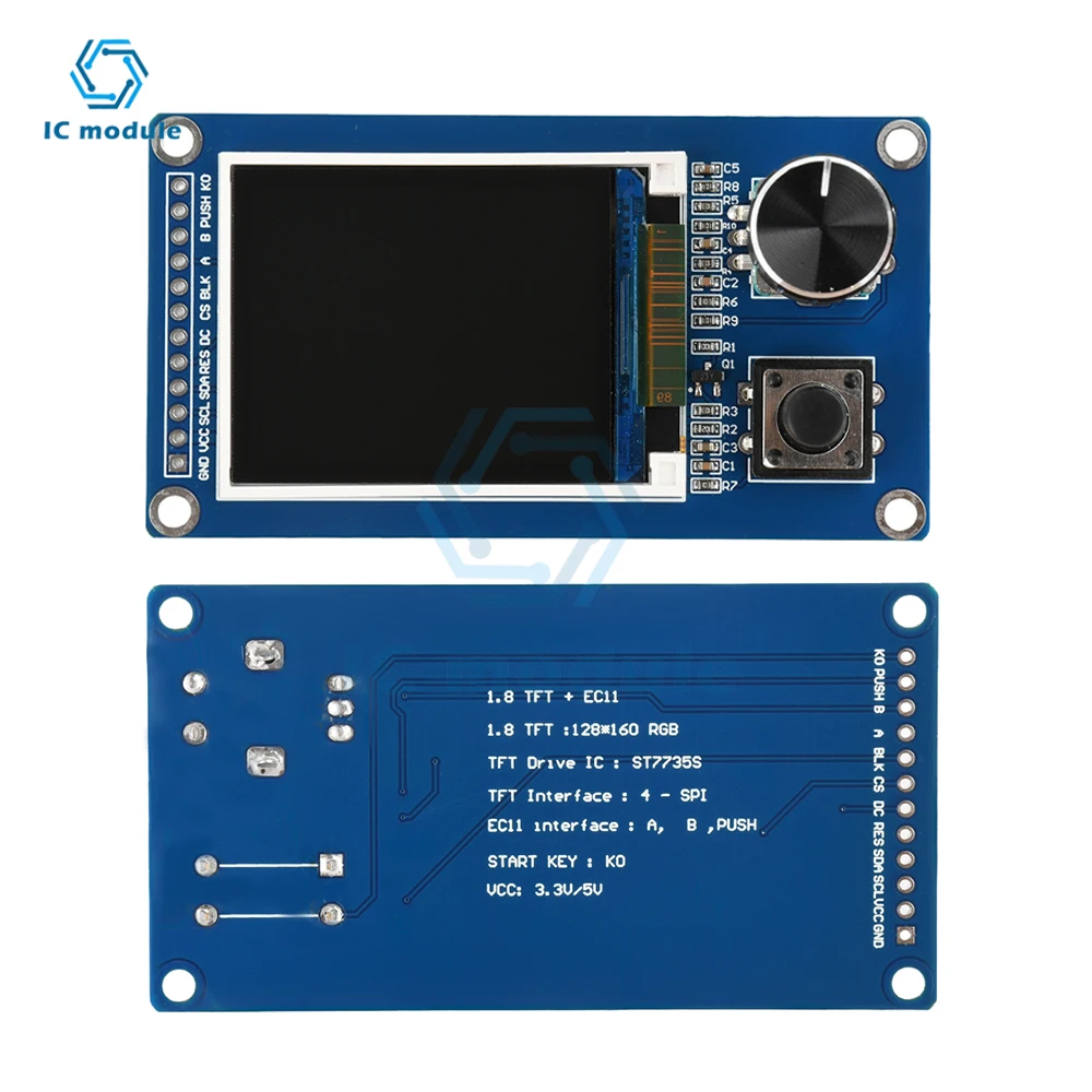 1.8/2.4-inch TFT Display with EC11 Rotary Encoder Combination Module SPI Interface LCD Display screen for arduino