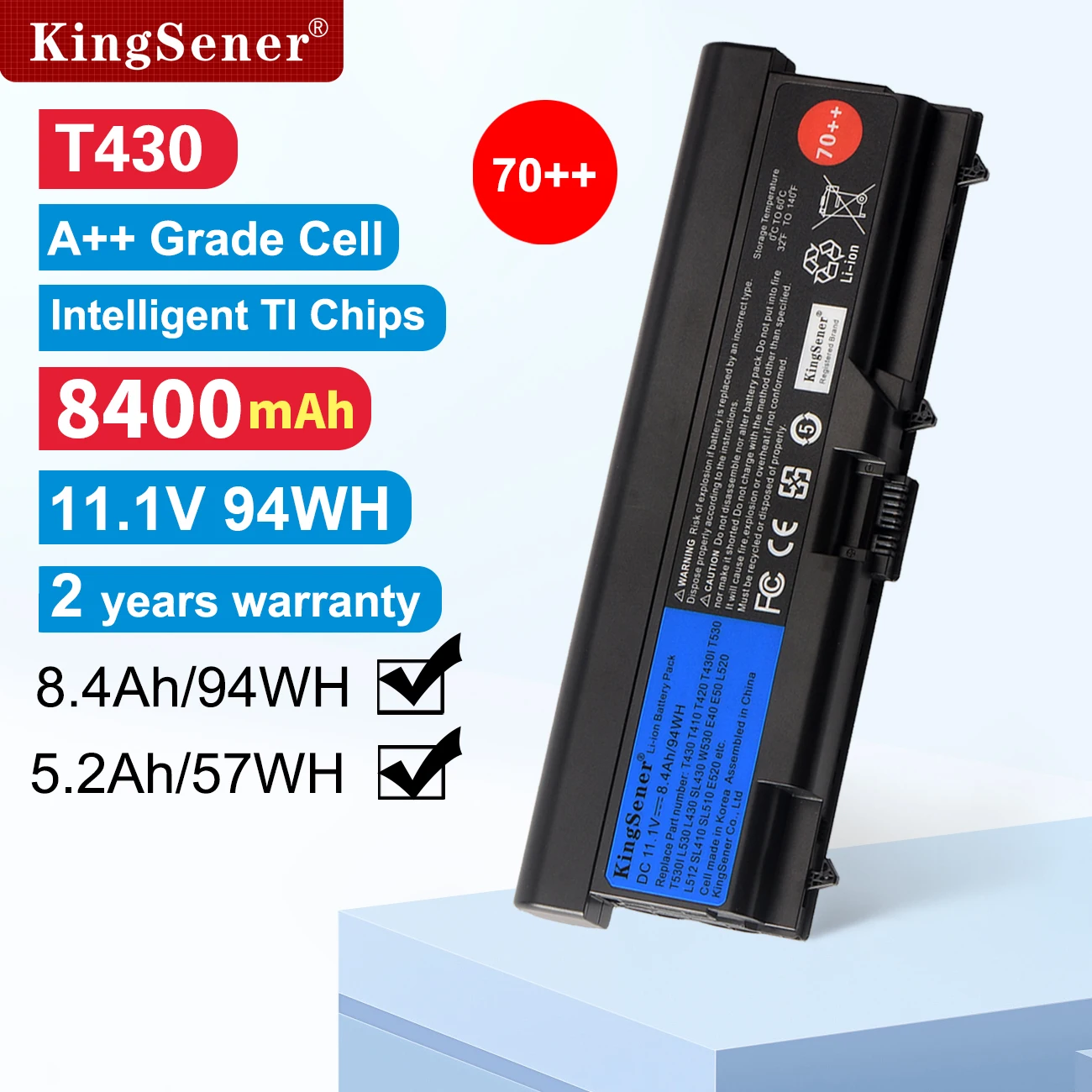 KingSener 94WH 57WH New Laptop Battery for Lenovo ThinkPad T430 T430I T530 T530I W530 SL430 SL530 L430 L530 45N1007 45N1006