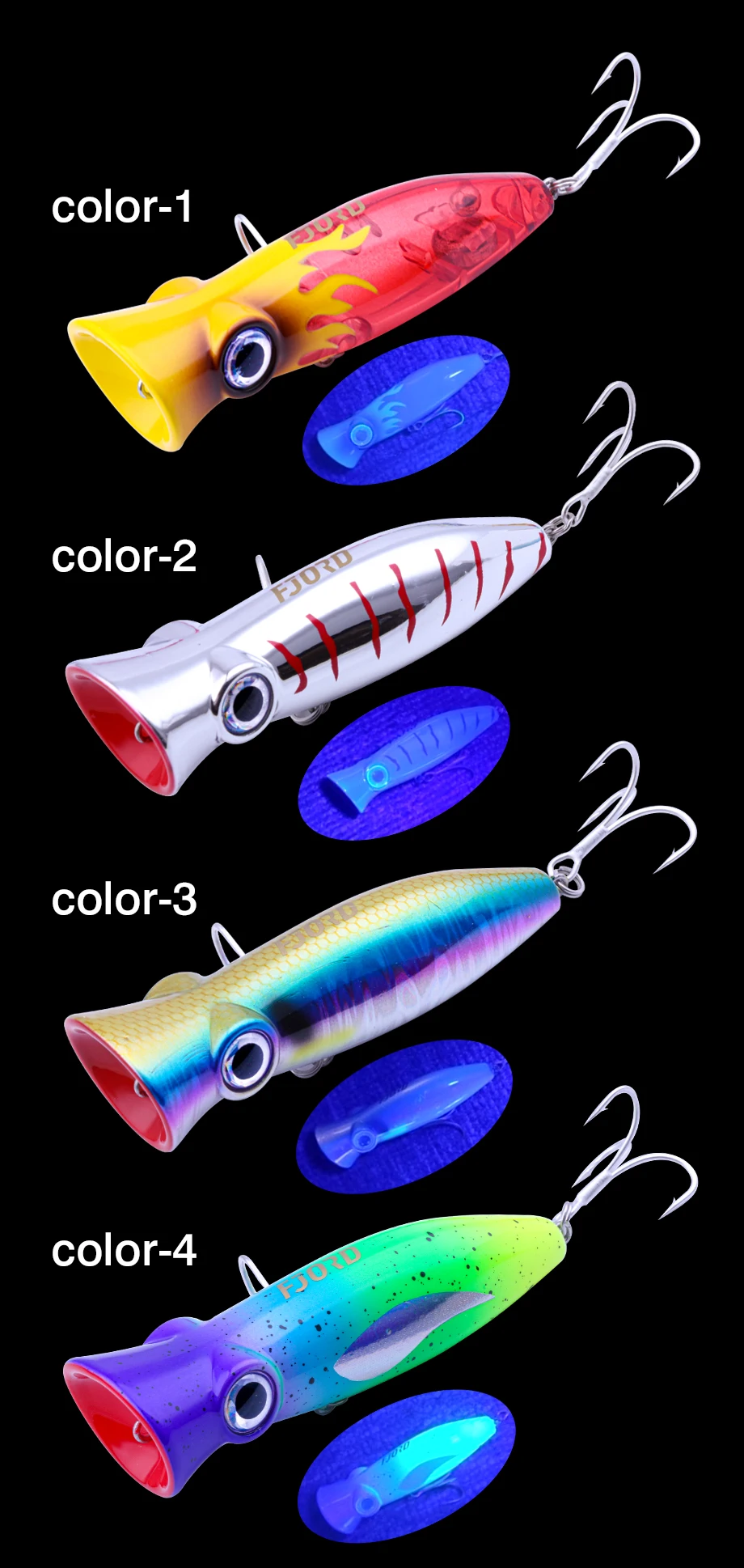 FJORD 80mm 14g Popper Glow Angelköder Swimbait Schwimmende Harte Köder Hechtbarsch Meer Salzwasser Oberfläche Walker Angelzubehör – Detail 6