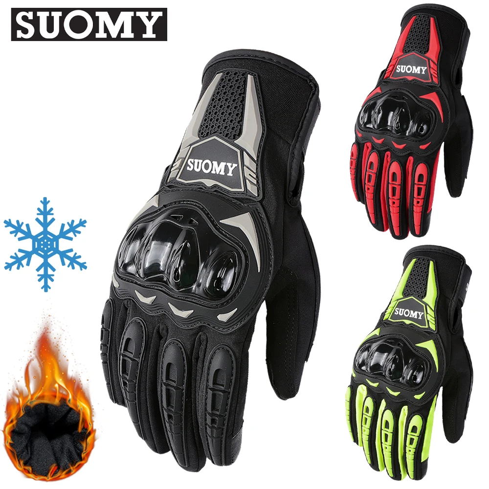 Winter Motorcycle Warm Racing Gloves Men Women Waterproof Motocross Gloves Hard Shell Protective Motorbike Gloves Touchscreen