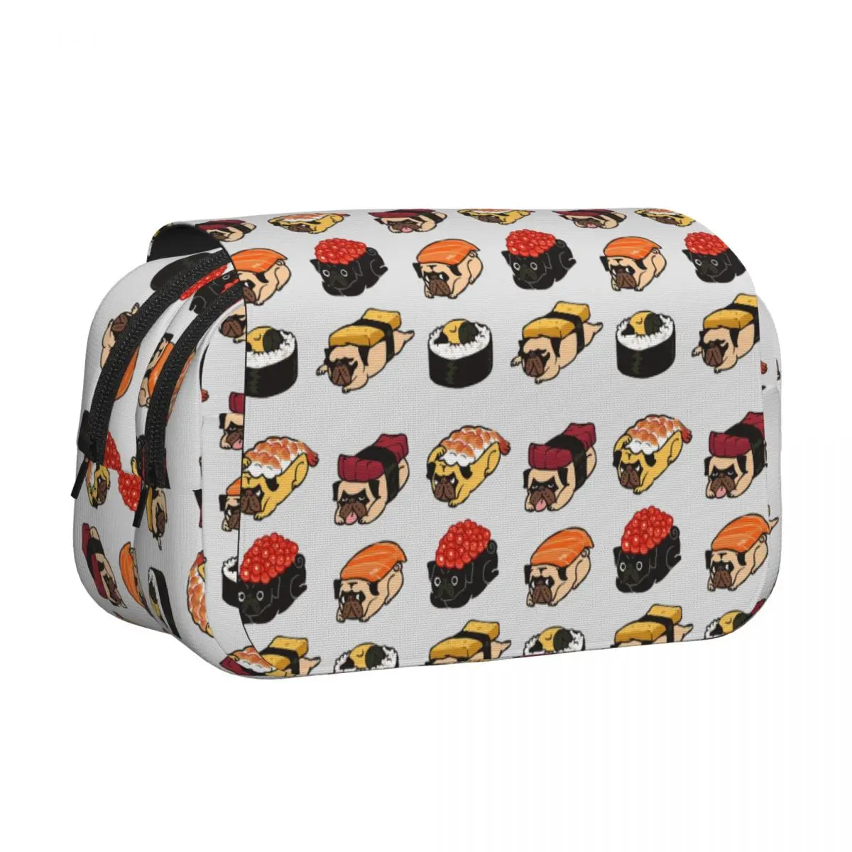 Sushi Pug Pencil Cases Pen Holder Hard Shell Leather Big Capacity Pen Box Pencil Bag for Boys Girls Gifts