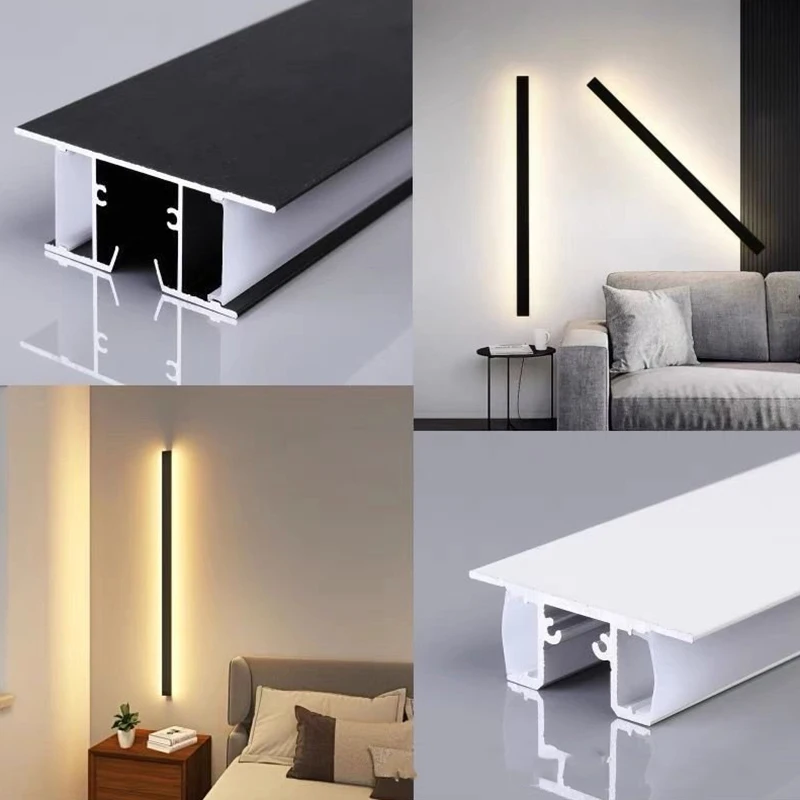 درابزين الدرج شريط طويل الجدار الخفيفة الألومنيوم الشخصي الممر المدخل حتى أسفل جو متوهج الخطي الصلب قطاع الضوء #6