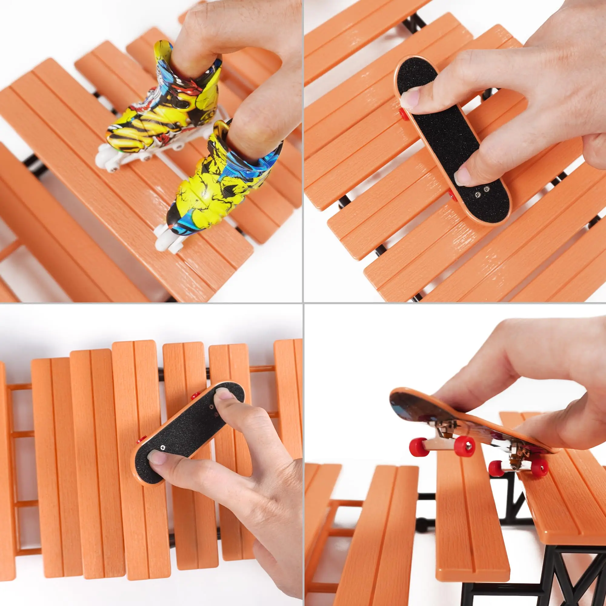 Decktoy Finger Skateboard Park Mini Fingerboard Skatepark with Clothing Training Finger Boards Toys Ramp Set for Boy and Girl