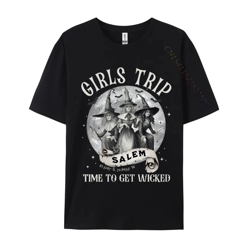 

Girls Trip Salem Time To Get Wicked Salem 1692 Halloween Casual Normal Pure Cotton Men Tops Shirts Crazy Tops Shirts