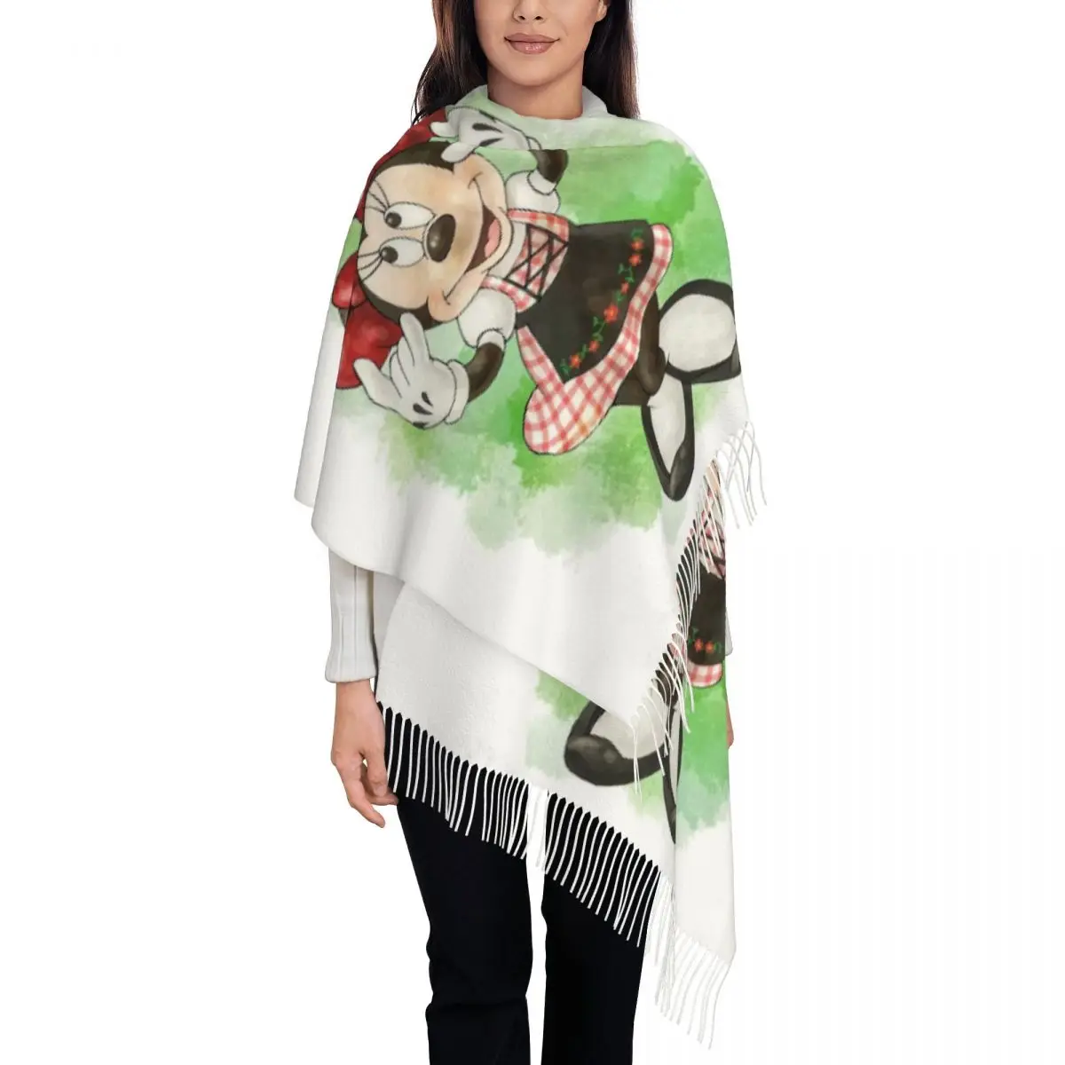 

Шарф с Минни Маус на заказ для мужчин и женщин, зимние теплые шарфы, шали, накидки