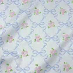 wide145cm Rose Ribbon Cotton thin poplin Fabric dress Printed Fabrics DIY Needlework Apparel baby Dress Sewing