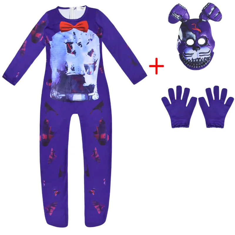 New 2025 Horrible Halloween Costume for Kids Five Nights Scp Foundation Jumpsuit Cosplay Nightmare Bonnie F-Fnaf Game xtm RQR90