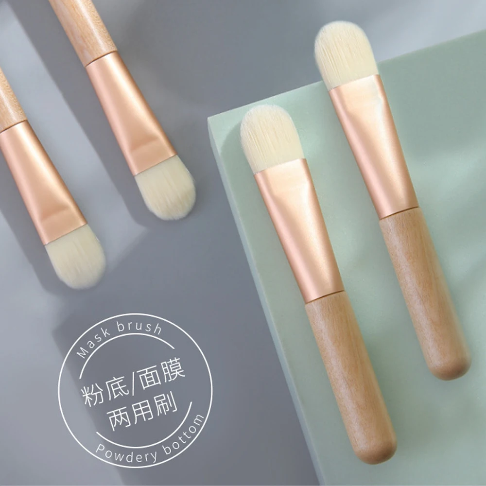 1 cepillo para máscara Facial en forma de abanico, brochas de maquillaje profesionales suaves para cara, mango de madera, herramienta cosmética portátil para el cuidado de la piel