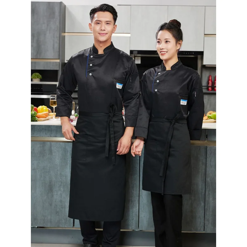 Tuta da cuoco dell'hotel Manica lunga Impermeabile da uomo e da donna Autunno e inverno Ristorante Cucina e mensa Hot Pot Barbecue R
