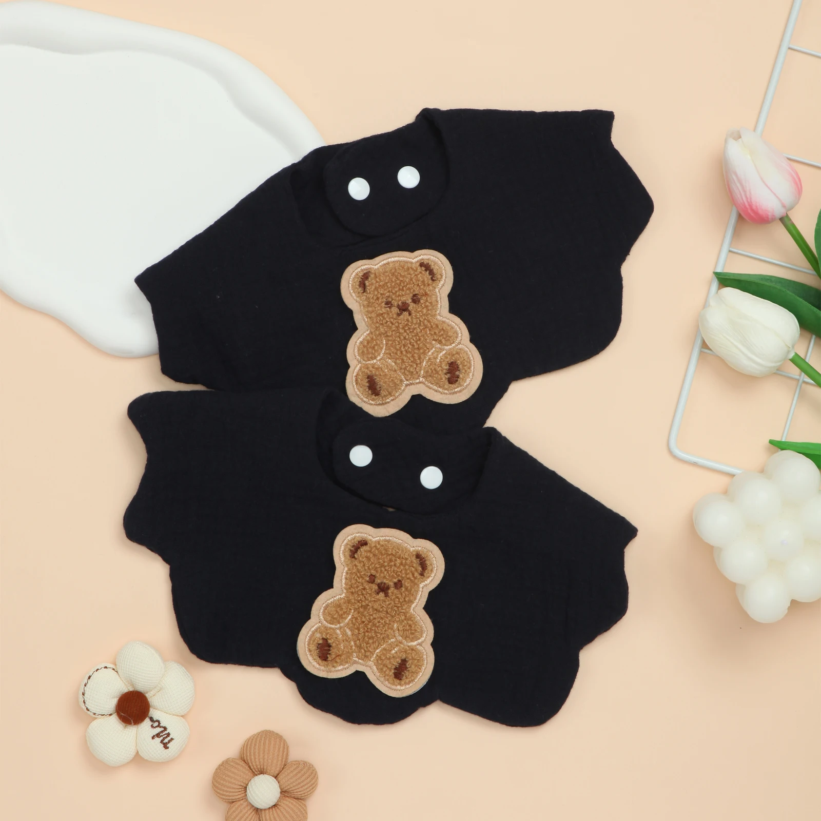 2 Pack Ultra Soft Baby Bibs with Adjustable Snap, Ultra Absorbent Newborn Bib for Teething, Drooling, Feeding