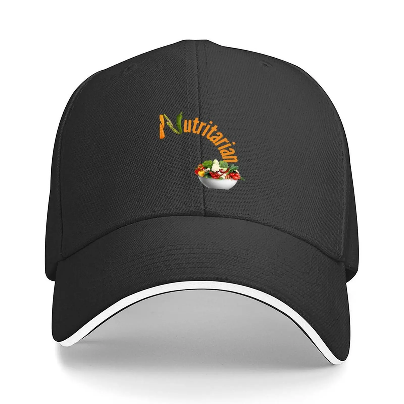 

Nutritarian-White Background Baseball Cap Golf Wear Hood men's big size hat hard hat Mens Women's