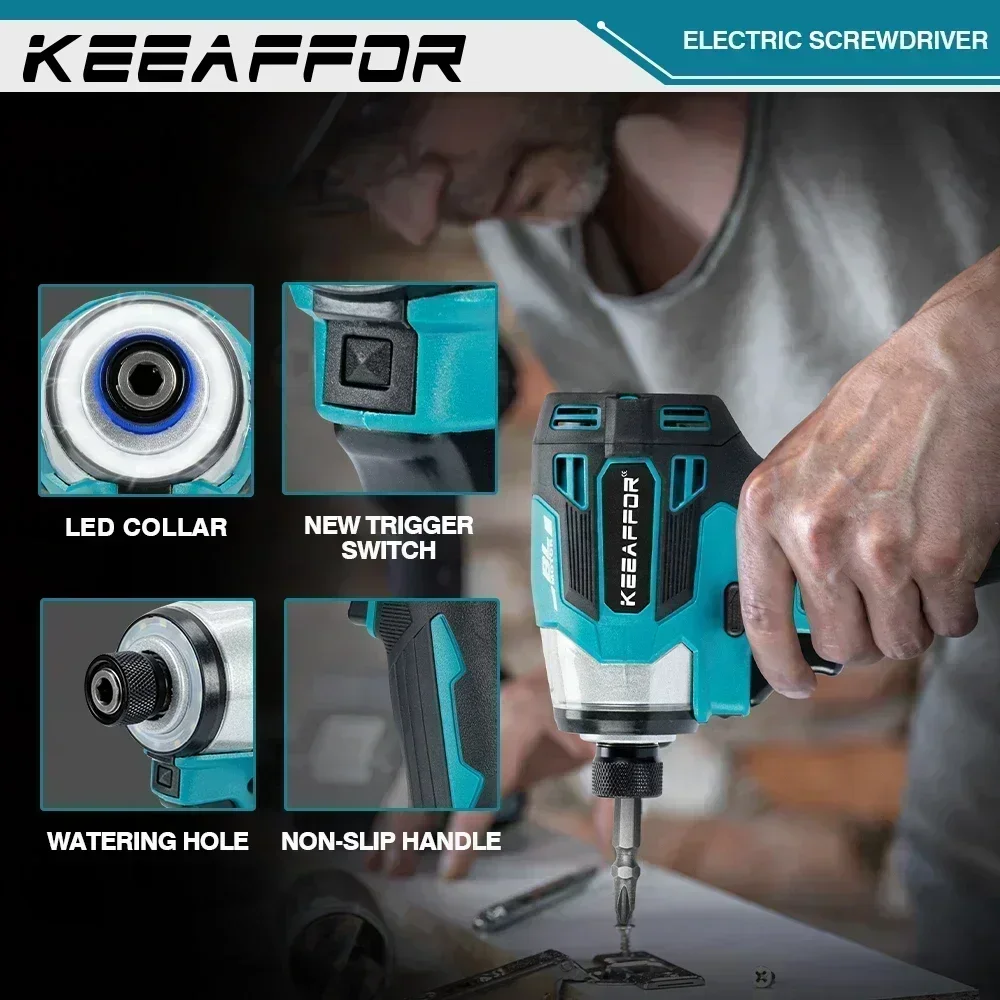 KEEAFFOR 1000W 688N.m 5Gears Cacciavite Elettrico Brushless Cordless Trapano Elettrico Cordless Strumento di Potere Per Makita 18v Batteria