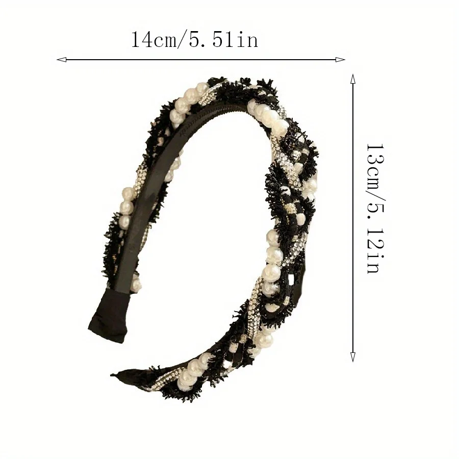 Pearl Rhinestone Winding Headband Twist Hairband, Hoop de cabelo elegante de alta classe, acessórios coreanos para mulheres e meninas