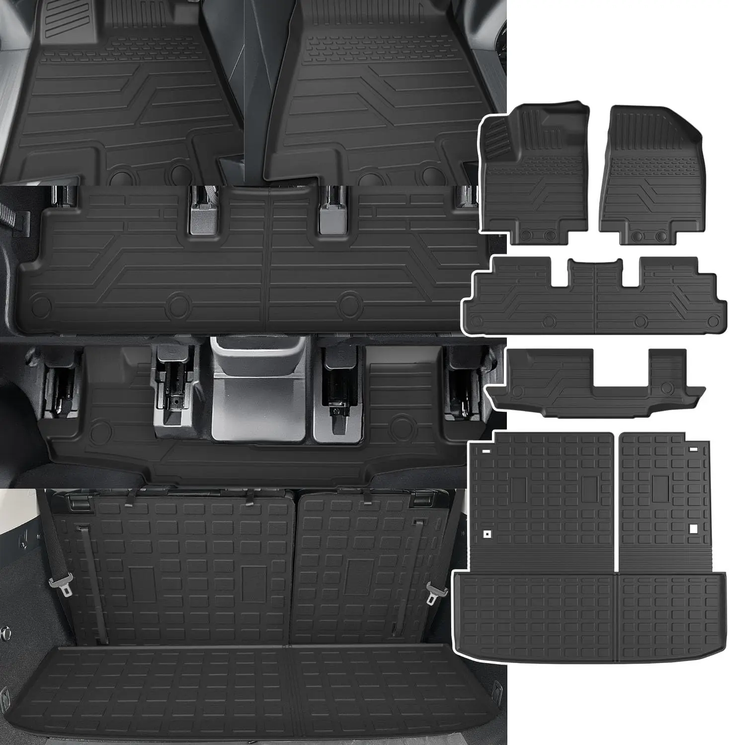 All-Weather Gray Floor and Cargo Mat for 2022-2026 Nissan Pathfinder, TPE Material, Anti-Slip
