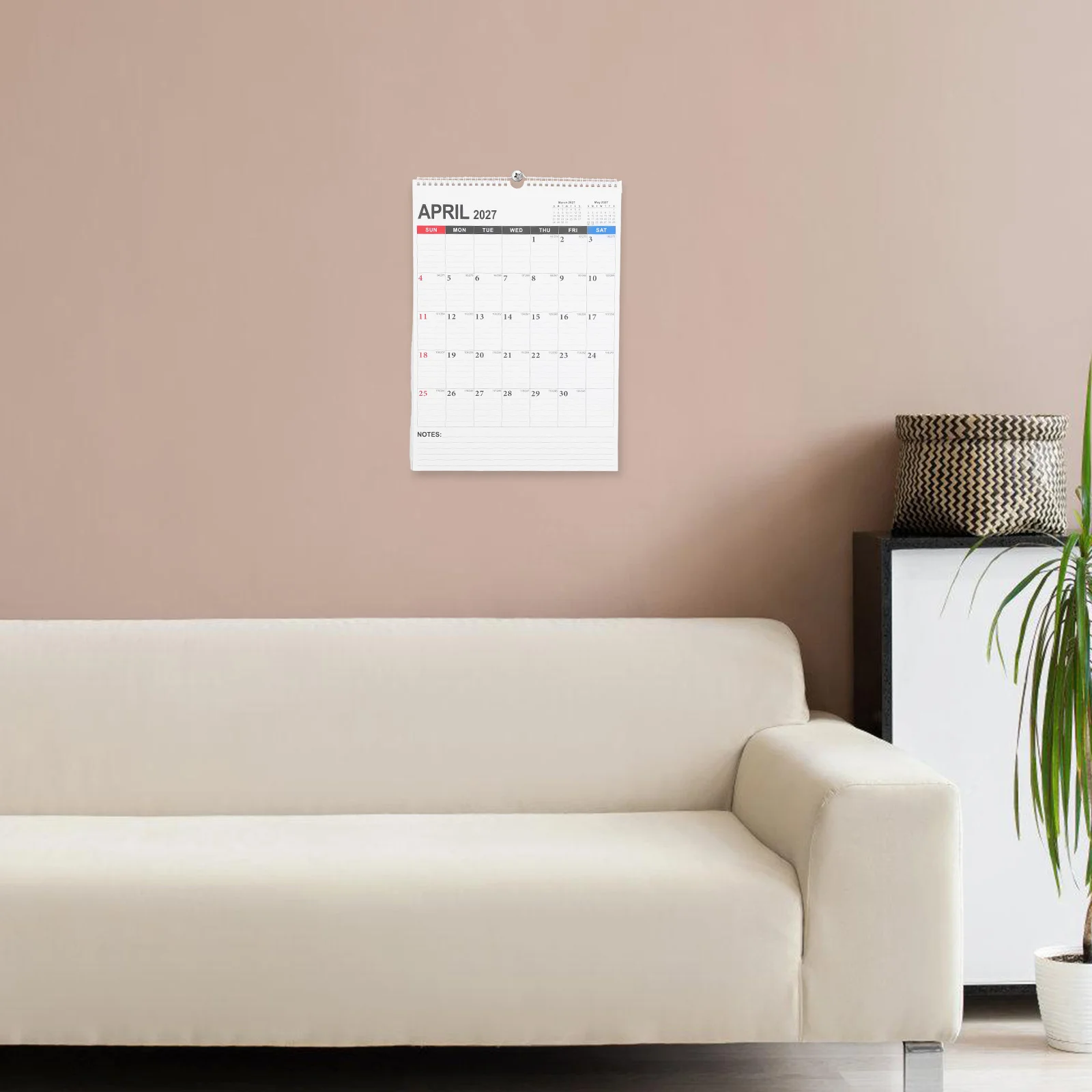 

Hanging Wall Calendar 2026 2027 Simple Aesthetic Design for Daily Scheduling and Task Management in Office School Home Settings