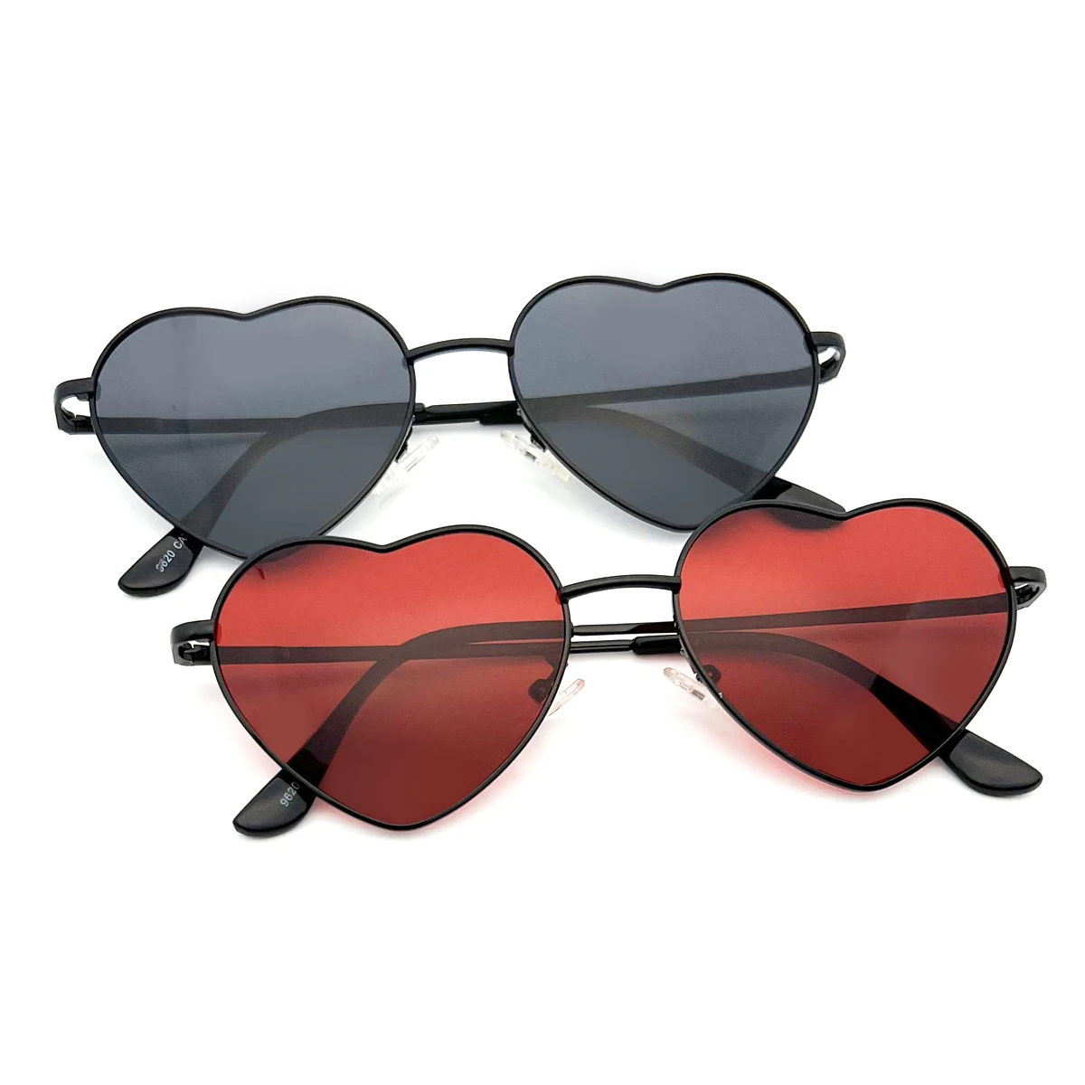 قطعتان من النظارات الشمسية الكلاسيكية ذات القلب الخوخي المعدني، سلك القدم الربيعي للساق، عدسة TAC عالية الوضوح