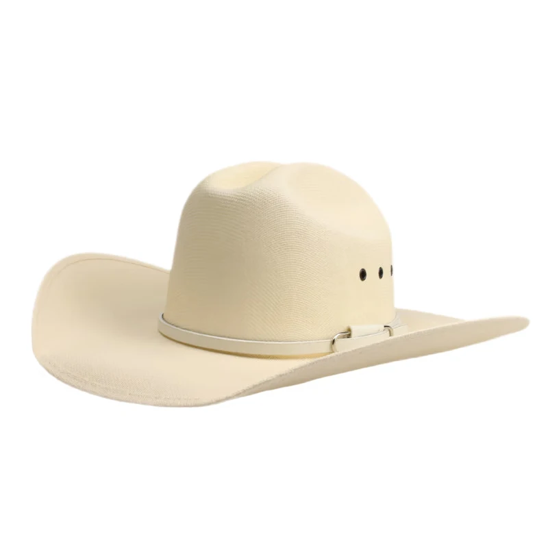 

Men Women White Leather Band Retro Yellowstone Beach American Western Cowboy & Cowgirl Sun Hat Pinch Front Wide Brim 57-61cm