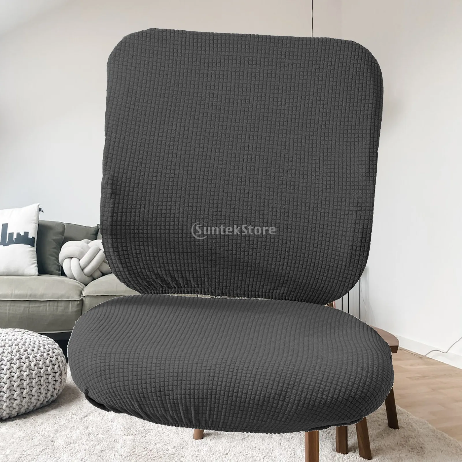 2 Piece Office Chair Slipcover Polyester Recliner Armchair Lining Seat Cover for Home Workspace