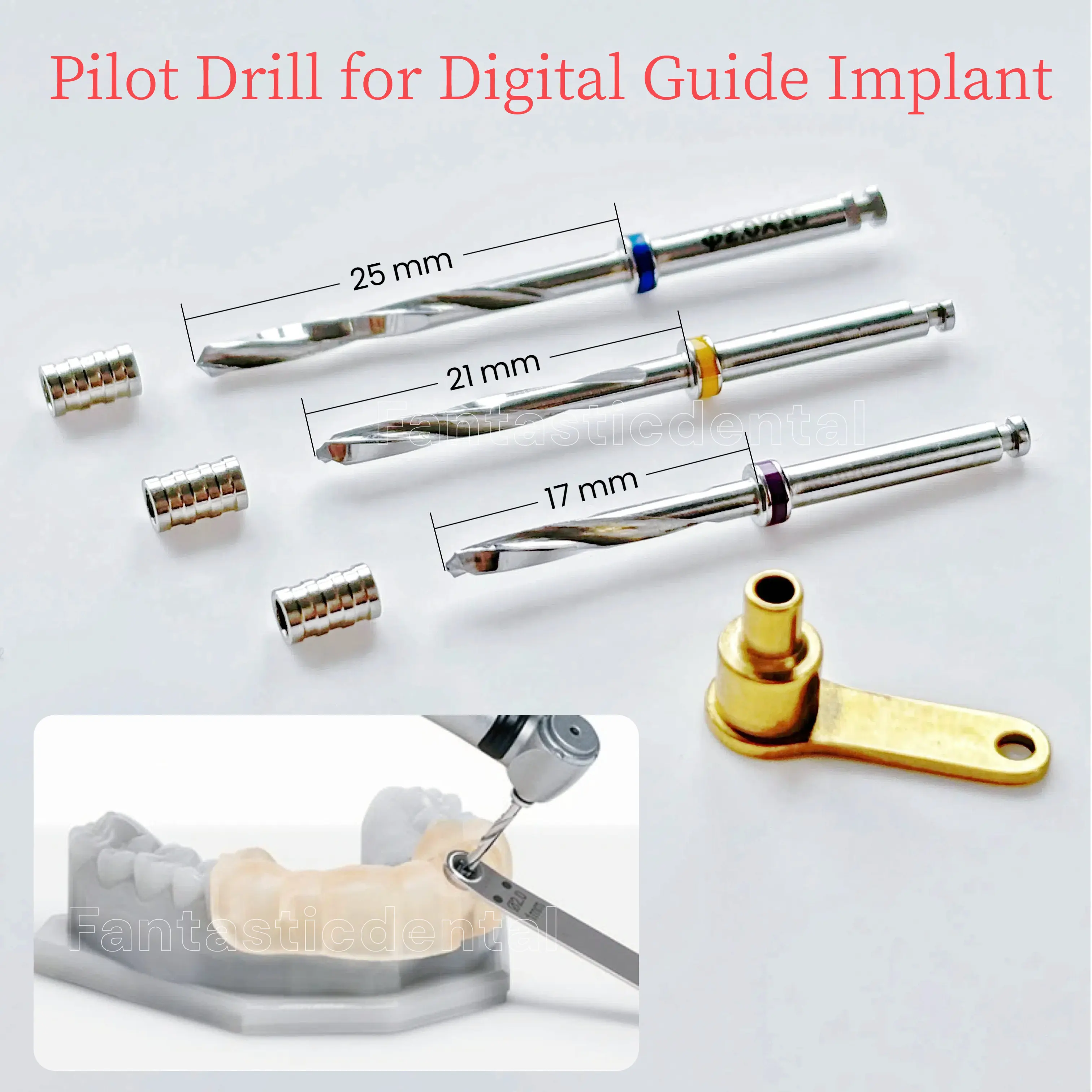 φ2.0 Dental Pilot Drill with Guide Sleeve Digital Guided Implant Guide Drill Compatible Drill Tubes Sleeves Similar Dionavi Dio