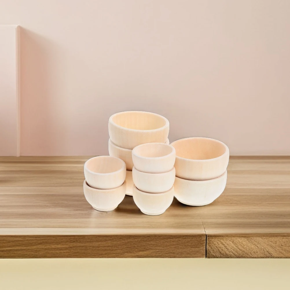 

20pcs Unfinished Miniature Diy Miniature Craft Project Bowls Unfinished Craft Projects Blank Wood Bowls Home Decor