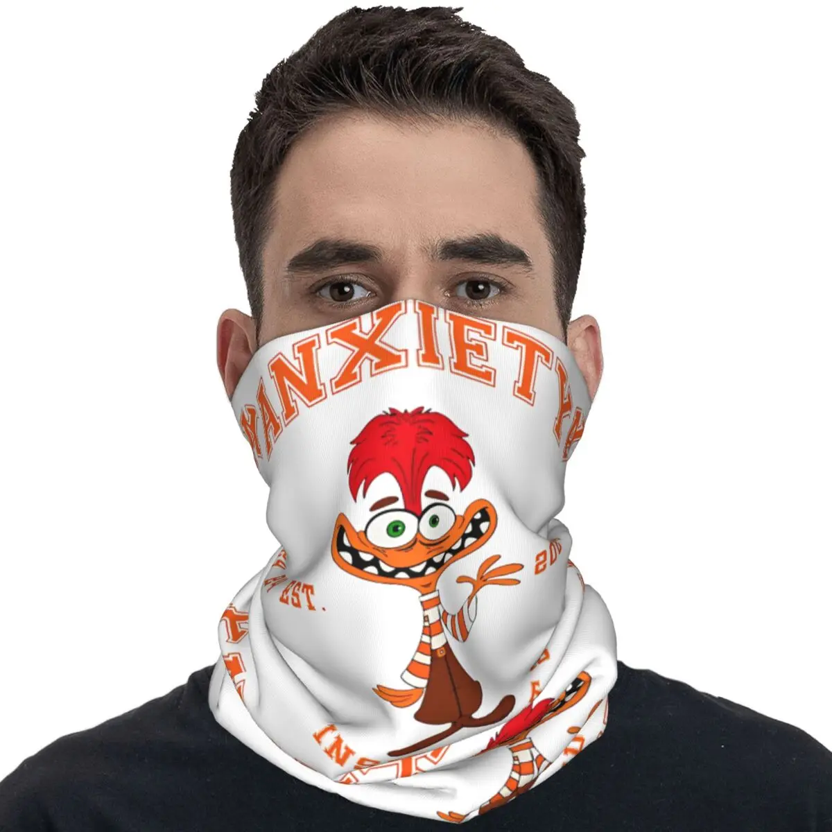 Anti-UV Balaclava Graphic Seamless Soft Face Cover, Ansiedade De Dentro Para Fora Bandana, Máscara de Ciclismo Retro, Corrida e Viagem, 2024