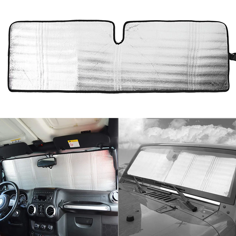 

Front Windshield Sunshade Sun Shade For 1996-2017 Jeep Wrangler Rubicon Sahara TJ JK JKU 2 & 4 Door Heat Shield Windshield Mat