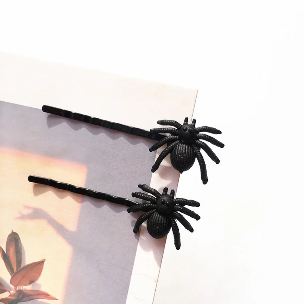 Mini aranhas clipe no anel barrette decoração de cabelo clipes falsos acessórios de halloween preto