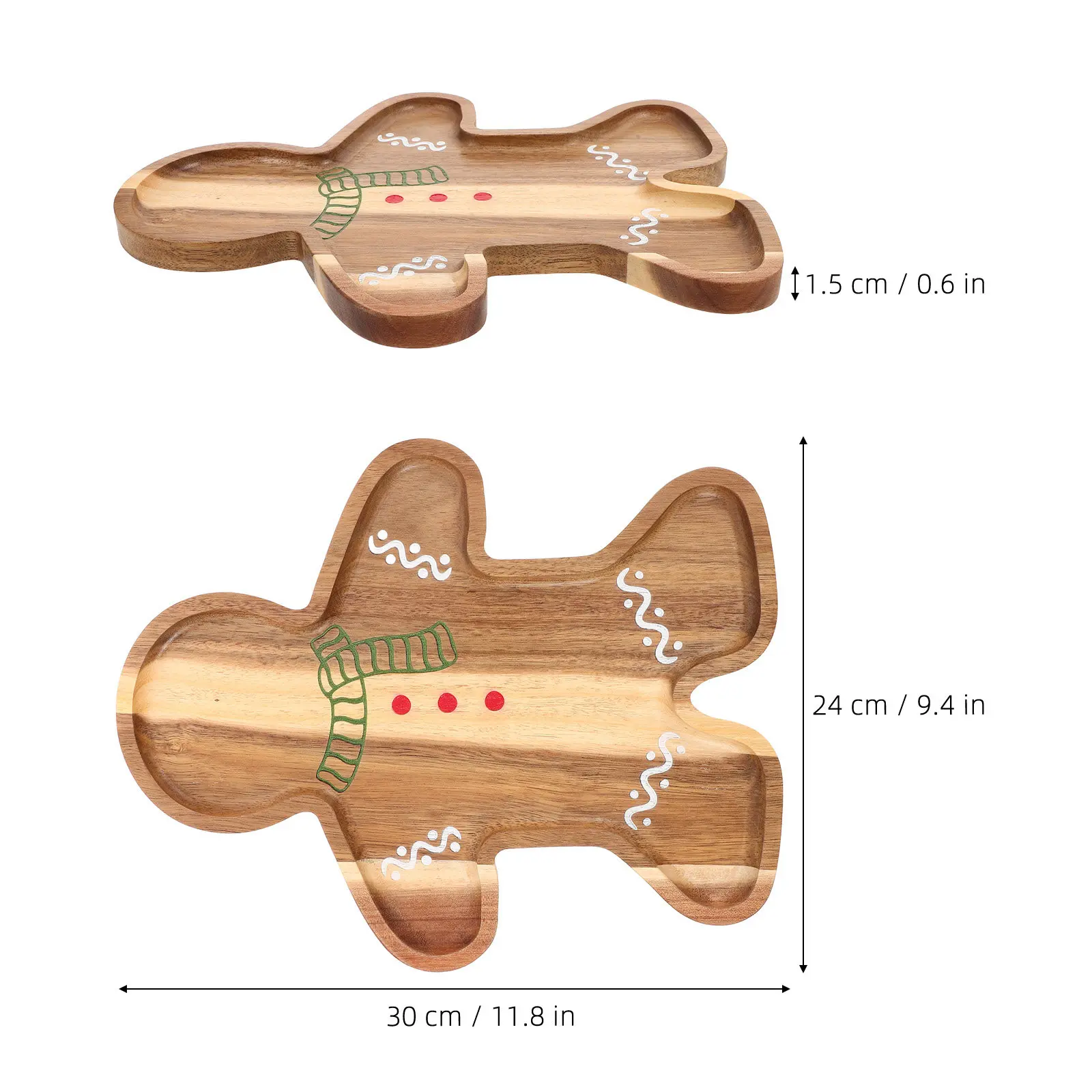Christmas-themed Cheese Platter Holiday Serving Dishes Wooden Charcuterie Tray Gingerbread Man Cookie Snack