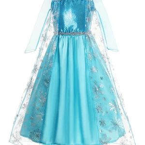 ESA Dress for Girls ESA Snow Costume Queen Long Children Cosplay Birthday Party Dress 2025 Children Purim Carnival Party Dress 10 Main Sales Children's Dresses - №5