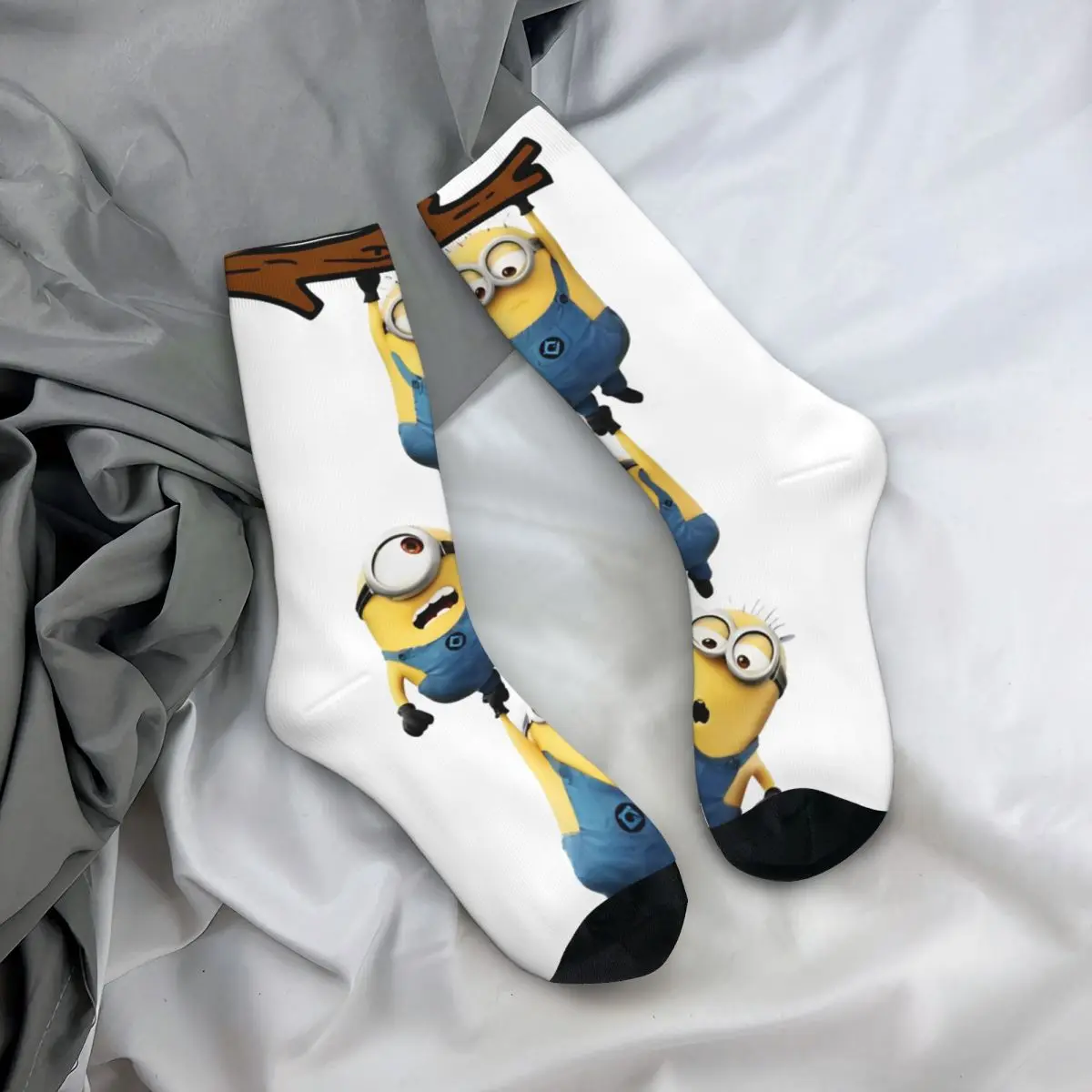 M-Minions Socks Trio Novelty Stockings Men Medium Soft Outdoor Socks Autumn Custom Non-Slip Socks