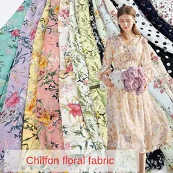 Printed Floral Chiffon Fabric Summer By The Meter for Shirt Dress Skirt Scarf Costume Diy Sewing Cloth High-density Thin Soft