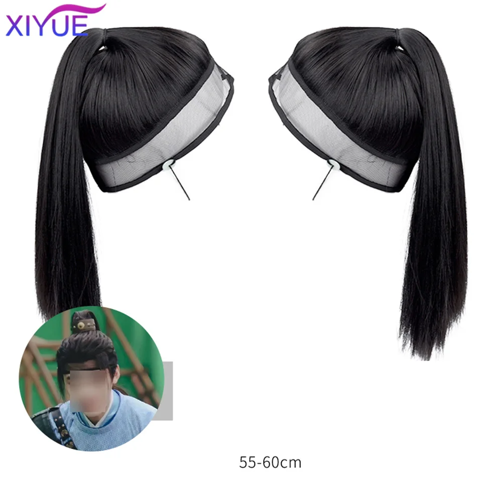 XIYUE Cosplay Headdress Hanfu Hat Black Hanfu Men Warrior Cosplay Hair Products Ming Dynasty Ancient History Ninjas Hair Piece