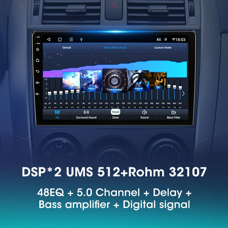 JMCQ 2Din Car Radio Multimedia Video Player For Toyota Corolla E140/150 2006-2013 Navigation GPS Carplay 4G Android 12 Stereo