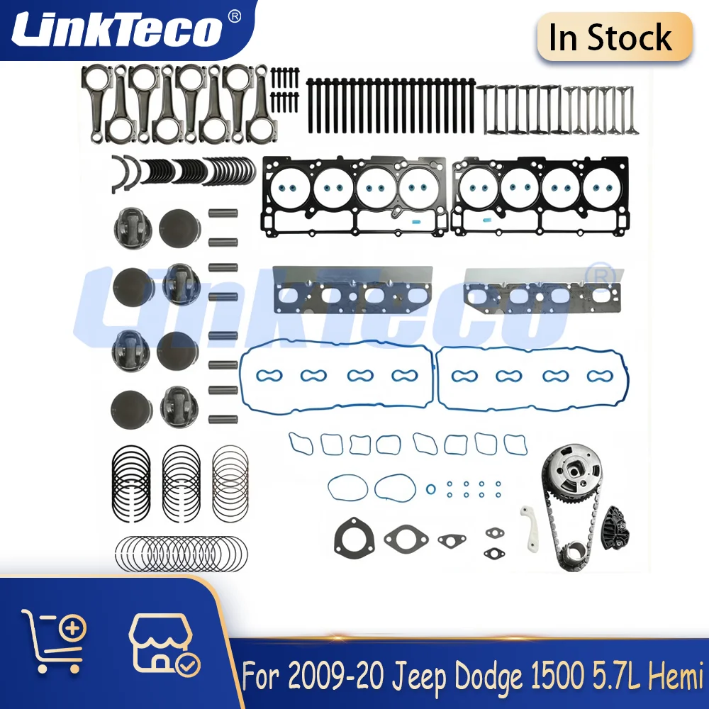 Head Gasket Bolts Set Piston Conrod Timing Chain Kit VVT Sprocket Fit 5.7 L For Chrysler Dodge Jeep Ram 5.7L HEMI V8 2009-2020