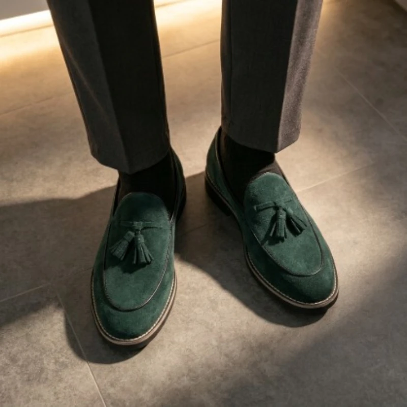 Fashion Men's Casual Shoes Genuine Suede Leather Men Classic British Style Tassels Loafers Moccasins Mens Outdoor Driving Flats