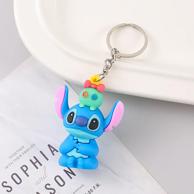 2024 New Disney Cartoon Stitch Creative Keychain Cute Doll Pendant Small Gift Bag Hanging PVC Gift Doll Keychain