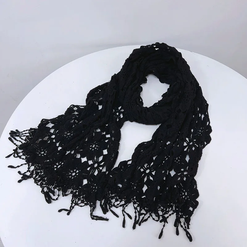 Soft And Versatile Lace Crochet Knit  Scarf For Women Spring and Autumn Neck Protection Scarf