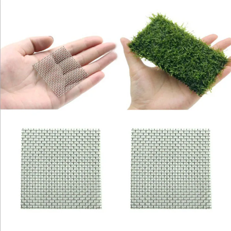 2Pcs Roestvrij Staal Gaas Pad Aquarium Aquarium Decoratie Planten Moss Netto Decor 8X8 Cm Vis aquarium Decor Accessoires