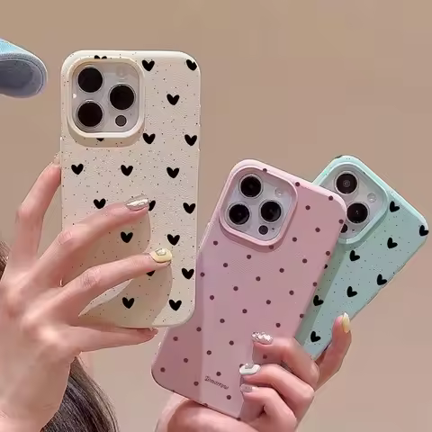 Polka Dot Love Leather Silicone Case For Xiaomi POCO X7 X6 X5 Pro F7 F6 F5 X3 GT M4 M6 M7 X4 NFC Mi 15T 14T Pro 15 Ultra 13T