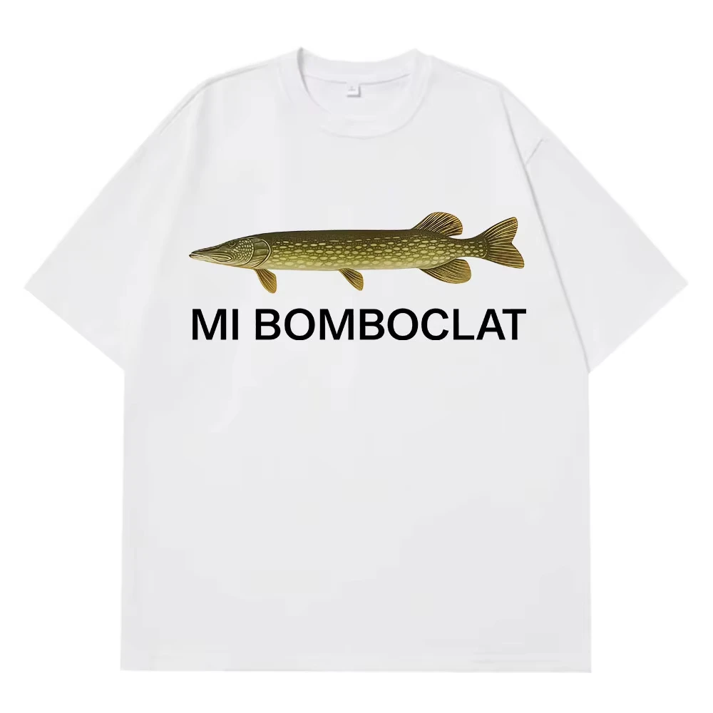Mi Bomboclat الأسماك مضحك ميمي تيز الرجال النساء ملابس عصرية تي شيرت الصيف قصيرة الأكمام فضفاضة عادية تي شيرتات قطن المتضخم #2
