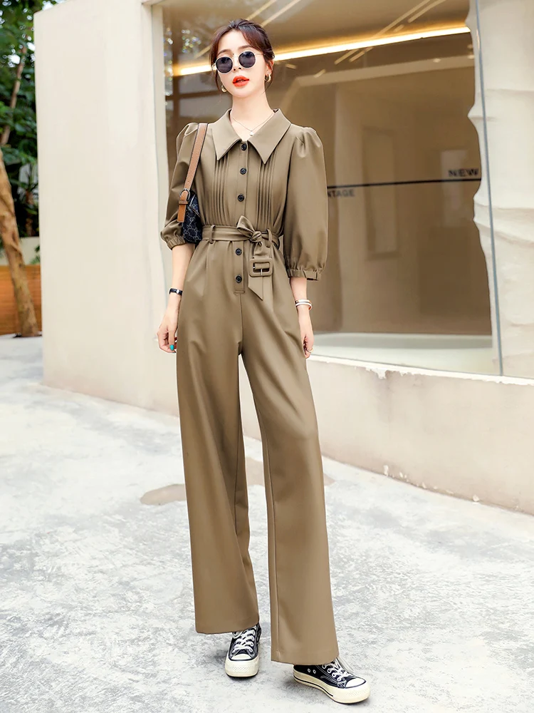 Ele Busin One-Piece Pantsuit for Women Spring Autumn New Sle Slimming Profional Dr Pants High Waist Long Legs