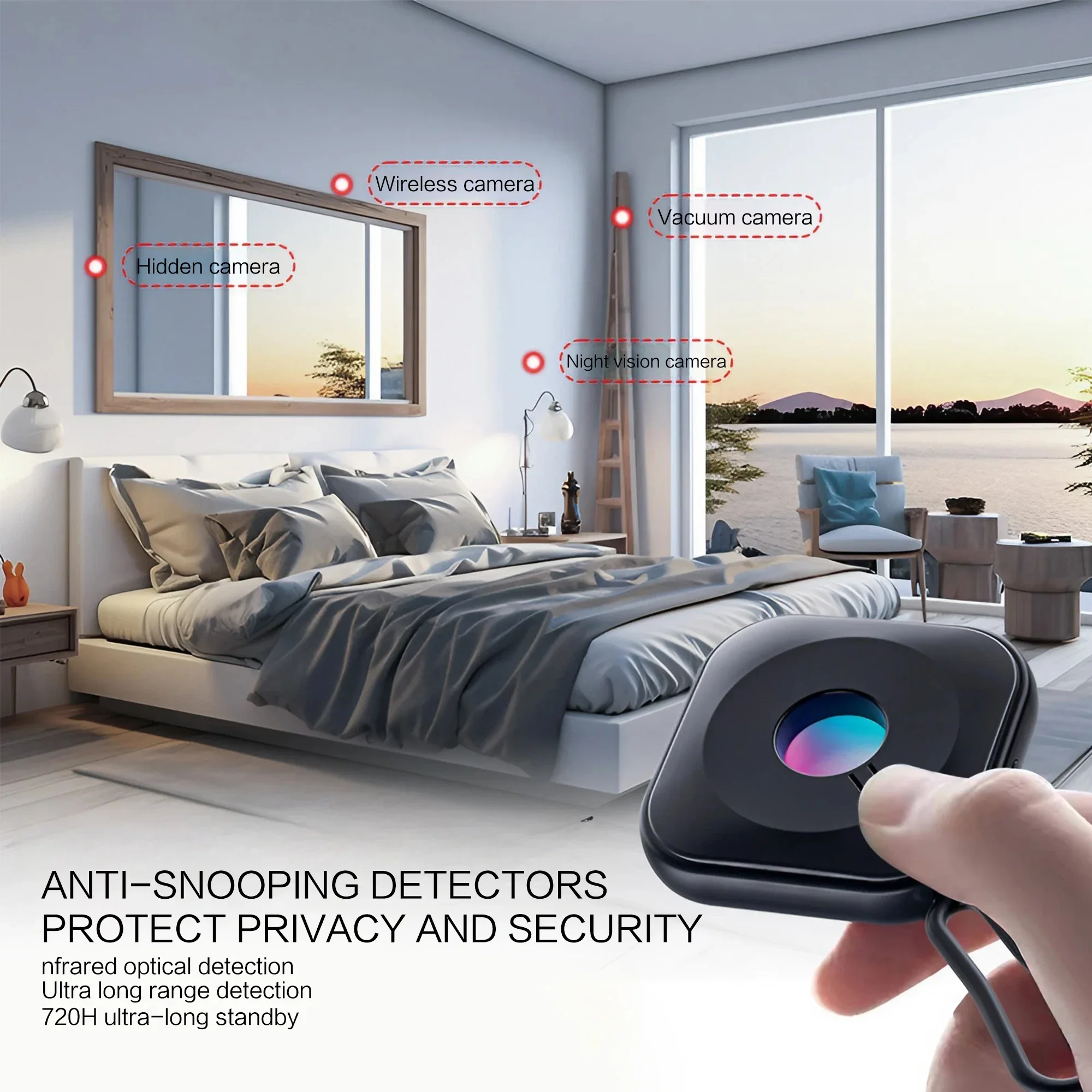 Camera Detector Portable Hotel Anti-Snooping Anti-Peep Shooting Surveillance Red Light Scanning Camera Detector