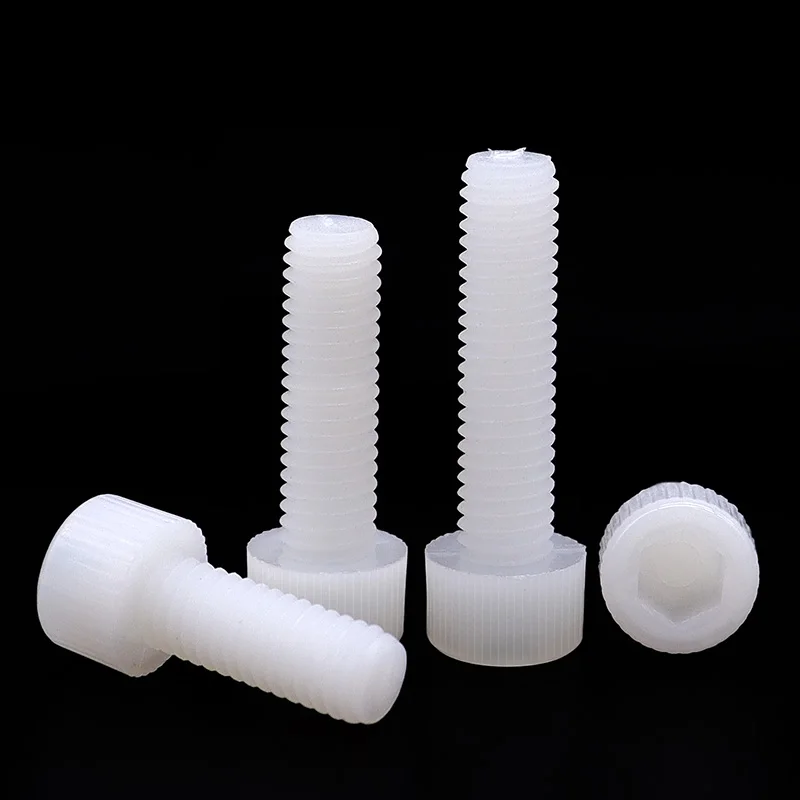 Peijian M3 M4 M5 M6 M8 M10 M12 White Nylon Plastic Allen Driver Hexagon Hex Socket Cap Bolt Screw For Insulation Length 4~100mm