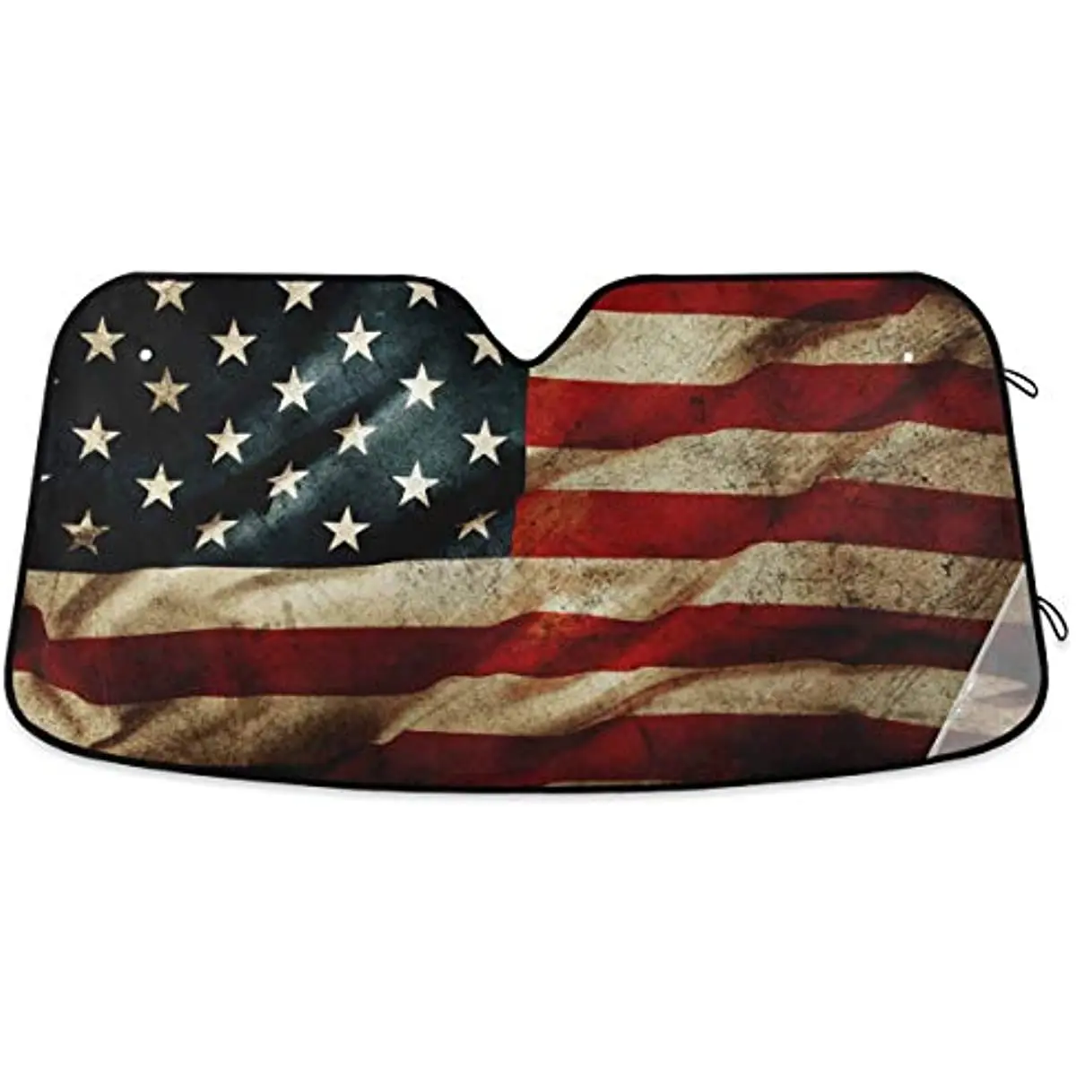 

Grunge American Flag Car Windshield Sunshade Foldable Reflective Sun Shade Blocks UV Rays