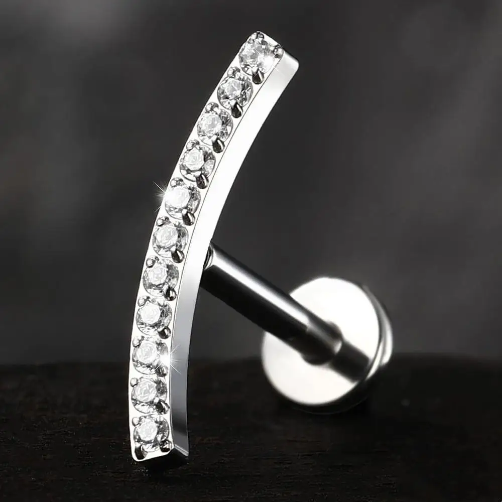 G23 التيتانيوم اللولب الغضروف أقراط للنساء والرجال شقة الظهر ترصيع ثقب المجوهرات