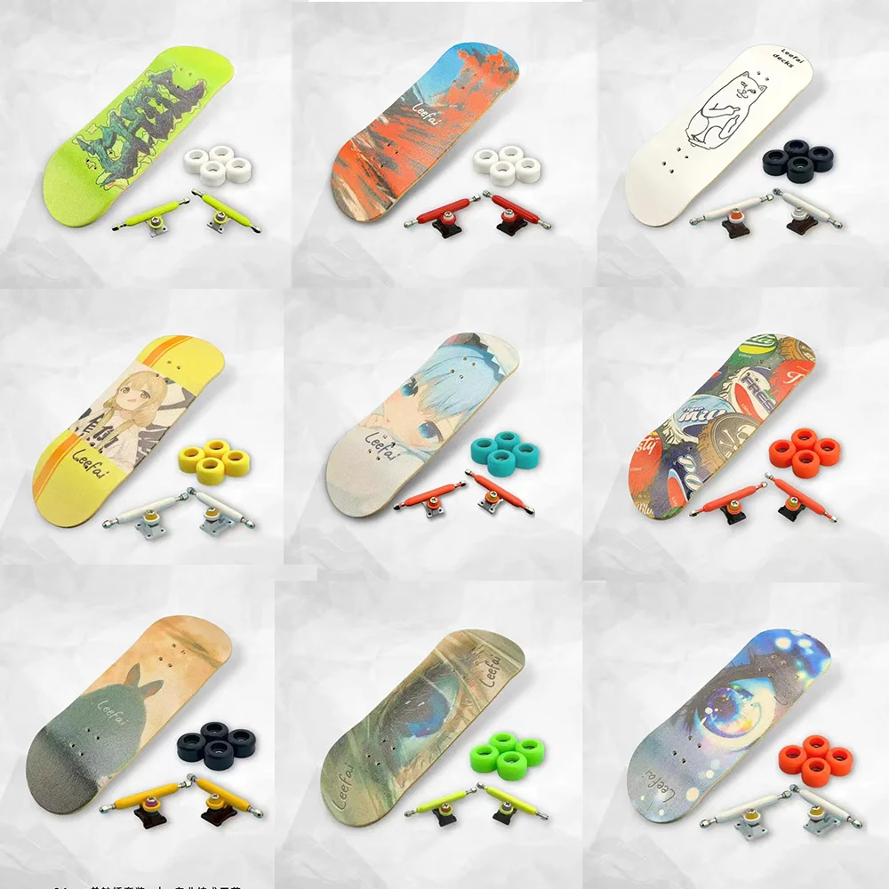 1Set Finger SkateBoard Wooden Fingerboard Toy Professional Bearing Stents Fingers Skate Set Novelty Children Christmas Gift